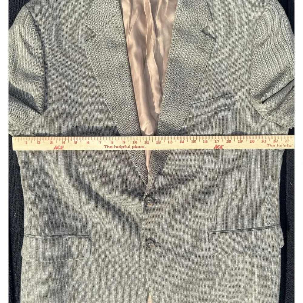 Lauren Ralph Lauren Blazer Mens 44R Gray Wool Herringbone Tweed Sport Coat